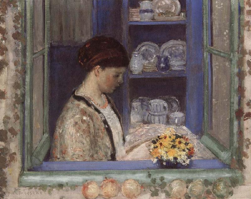 frederick carl frieseke Mis.Frederick in front of the window Norge oil painting art